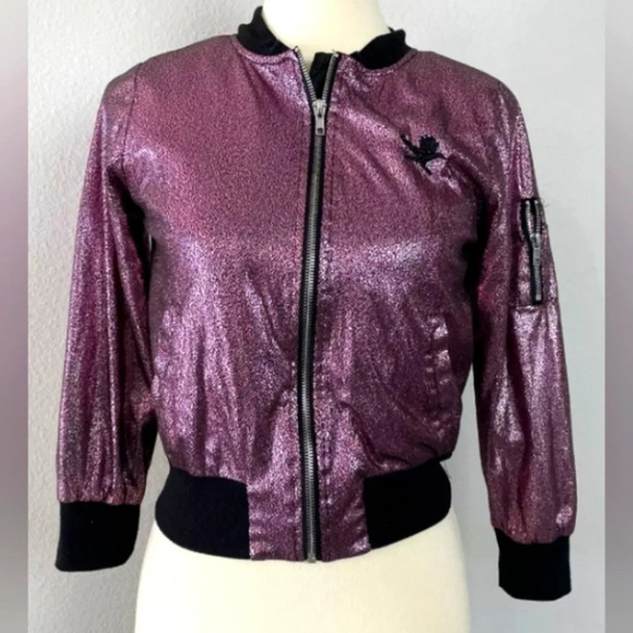 🍒 D-Signed Disney Sparkly Pink Bomber Jacket - Picture 1 of 9